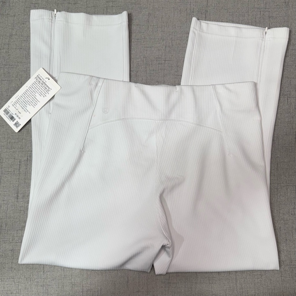 Lululemon Ribbed Softstreme Zip Leg High Rise Crop Pant Light Vapor 12 NWT - Picture 8 of 12